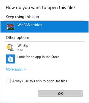 open winzip with winrar