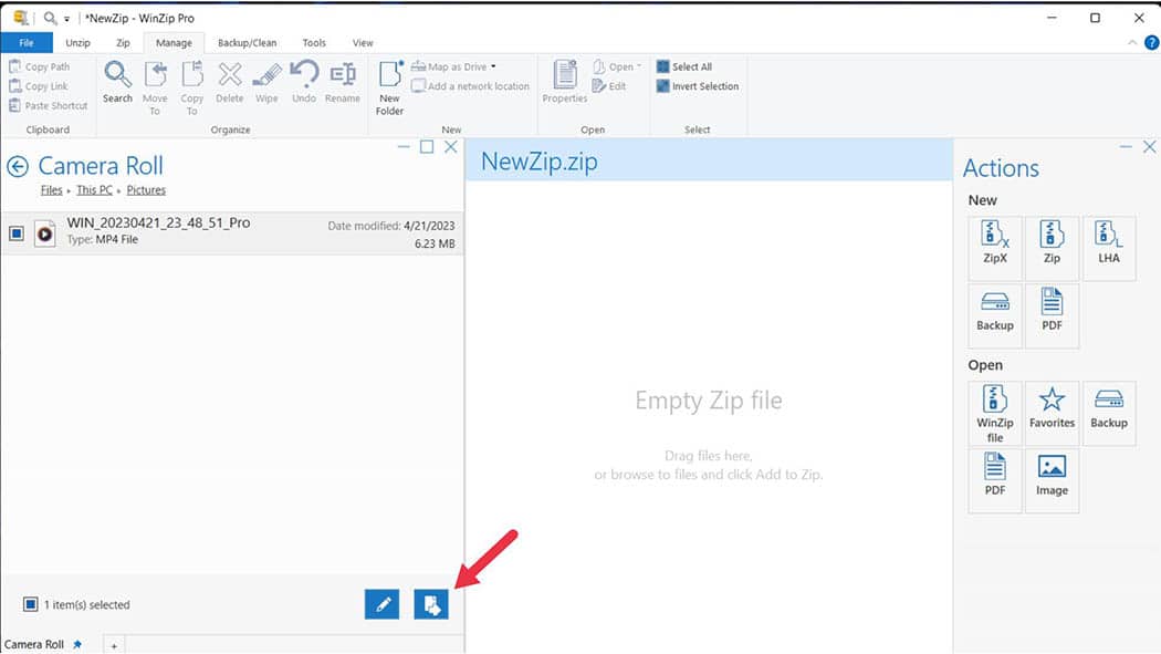 How to compress videos with WinZip - step 3