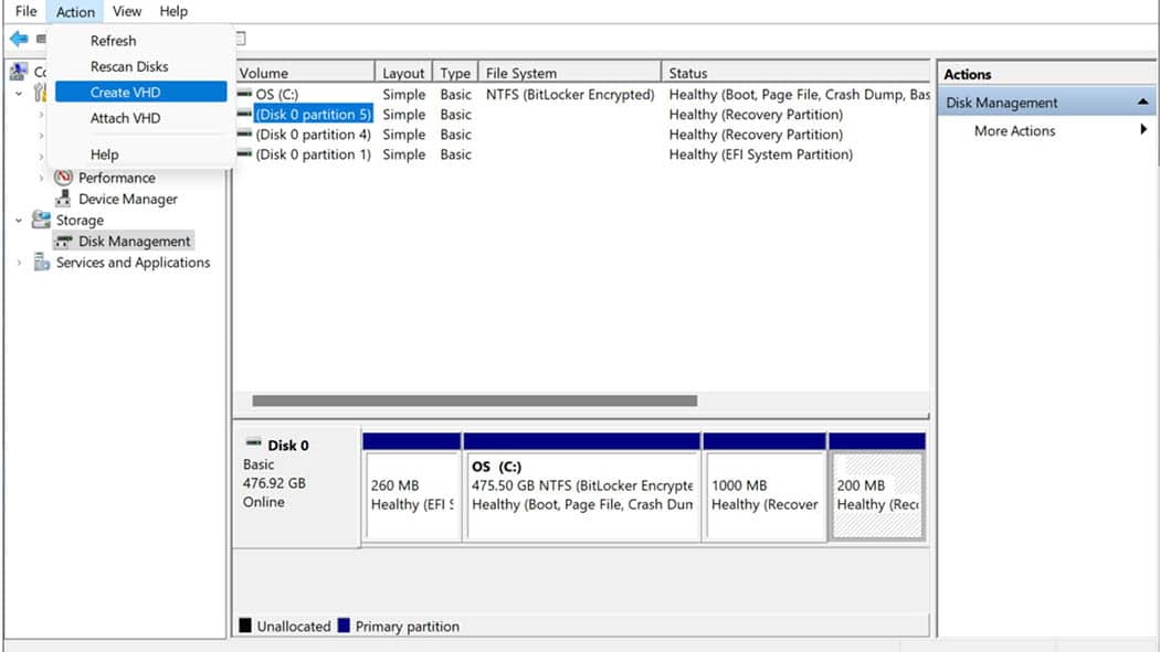 How do I create a VHD file - step - 3