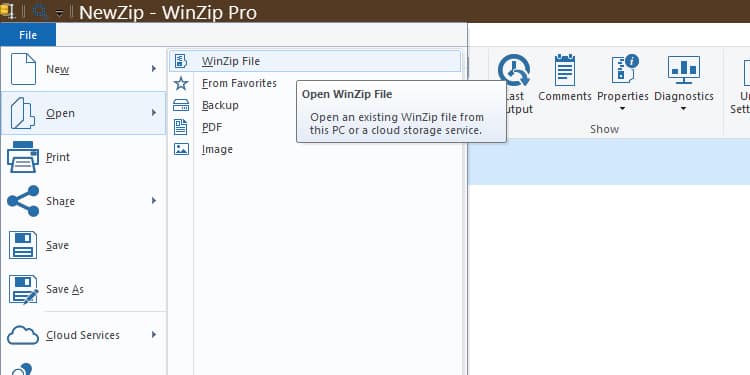 Open WinZip to Unzip Files - Step 2