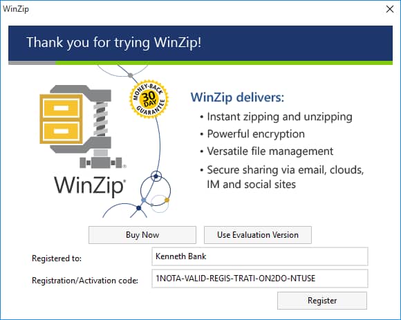 winzip registration key free download